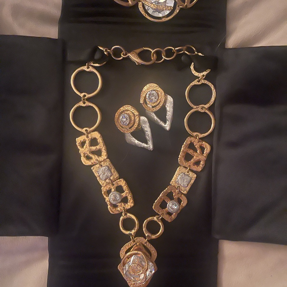Gold and Silver Geometric Necklace